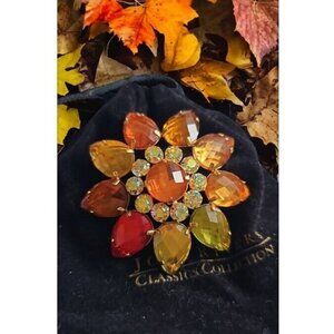 Joan Rivers AUTUMN Flower Brooch Faceted Rhinestones Fashion Costume Jewelry Pin